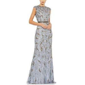 Elegant Silver Evening Gown